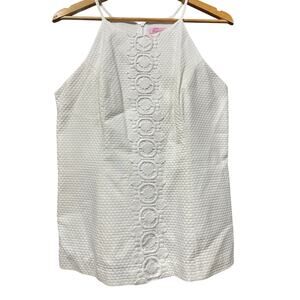 Lilly Pulitzer White Eyelet Halter Neck Sleeveless Top